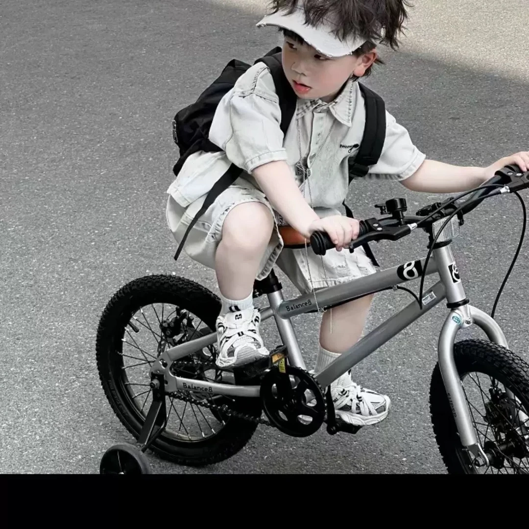 X25855【现货】韩版儿童脏染拉链刺绣夏款套装