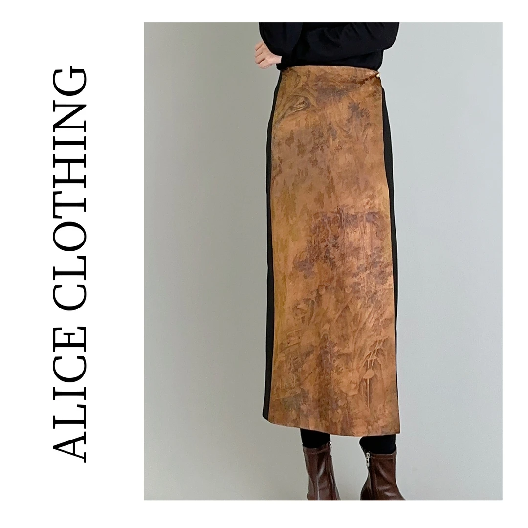 1alicelulu “闲趣山水”国风半裙顺滑缎面 温婉气质 S621149T