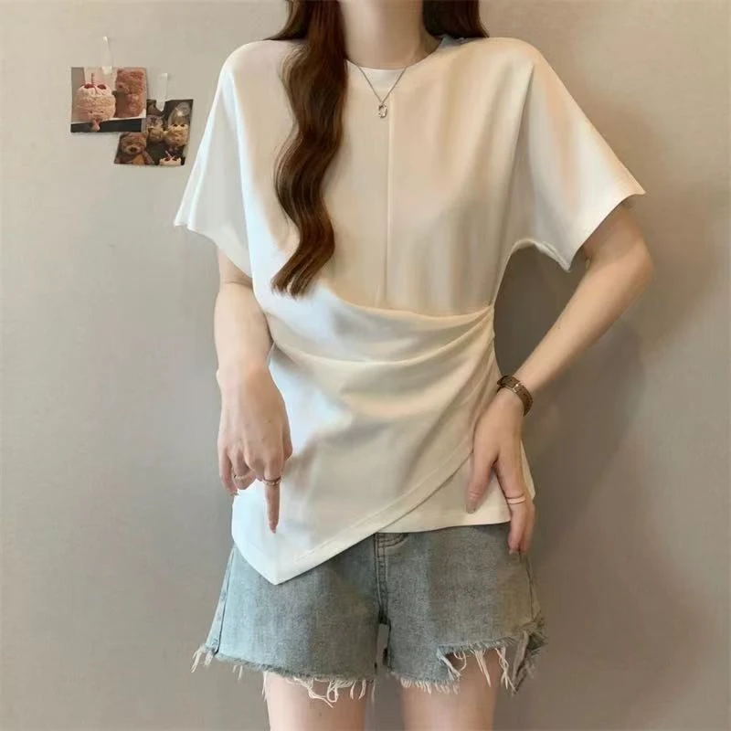 688-褶皱收腰短袖