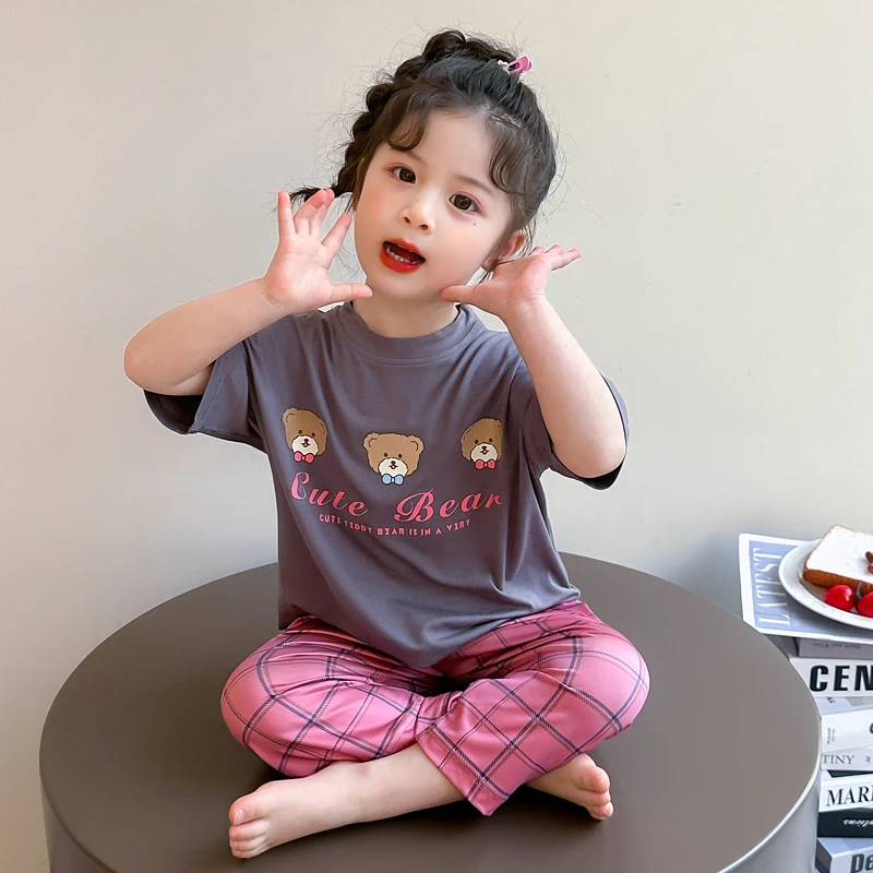 女童睡衣夏季2025新款可爱小女孩宝宝莫代尔套装儿童空调房家居服