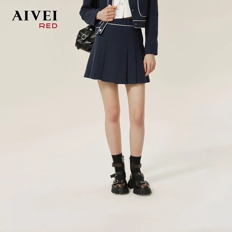 AIVEI早春商场同款减龄甜美针织百搭半身裙Q714106C