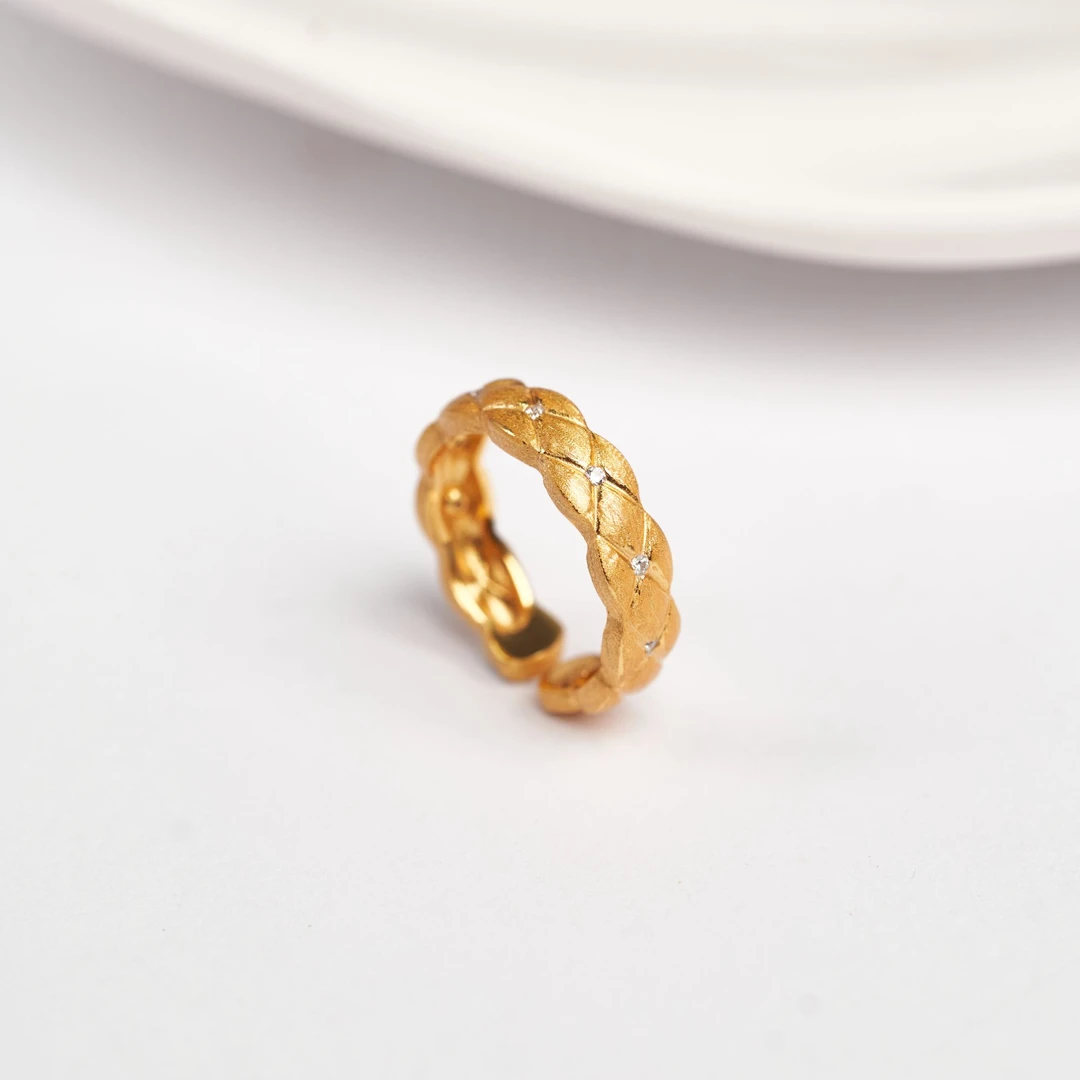 925银银制品 【玉总珠宝】925银菱格纹开口戒  CAN4150039