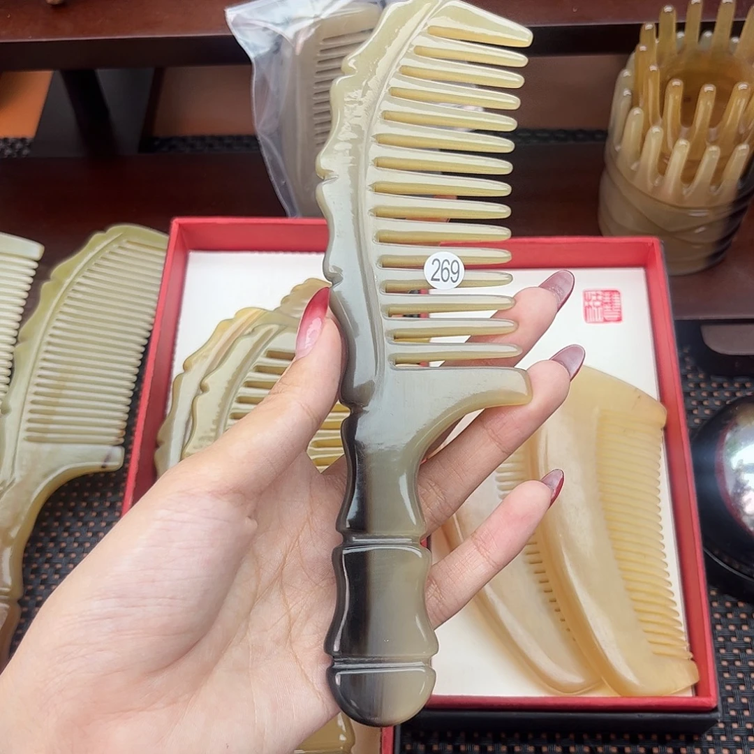 薰***花手工制作纯牛角梳子