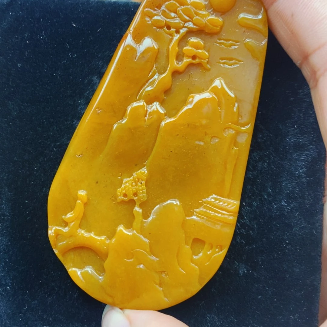未镶嵌石英质玉（黄龙玉）吊坠(不含链)