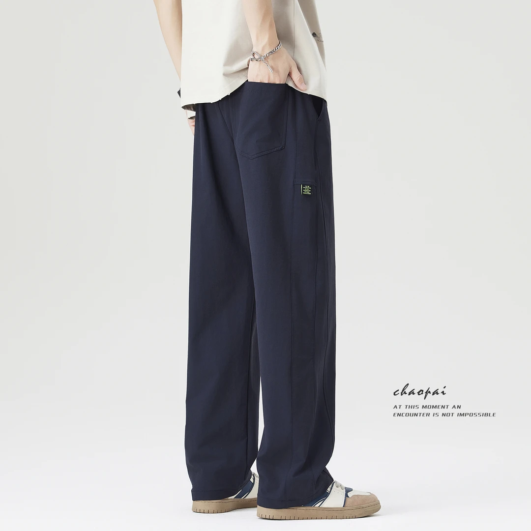 宽松阔腿百搭裤男士2025夏季薄款冰丝速干裤子轻薄透气直筒长裤