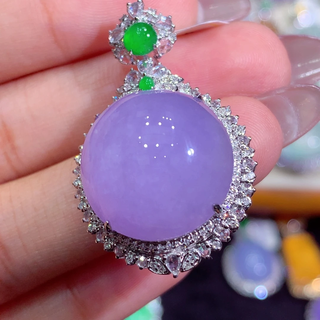 翡翠18K金镶嵌吊坠(不含链)