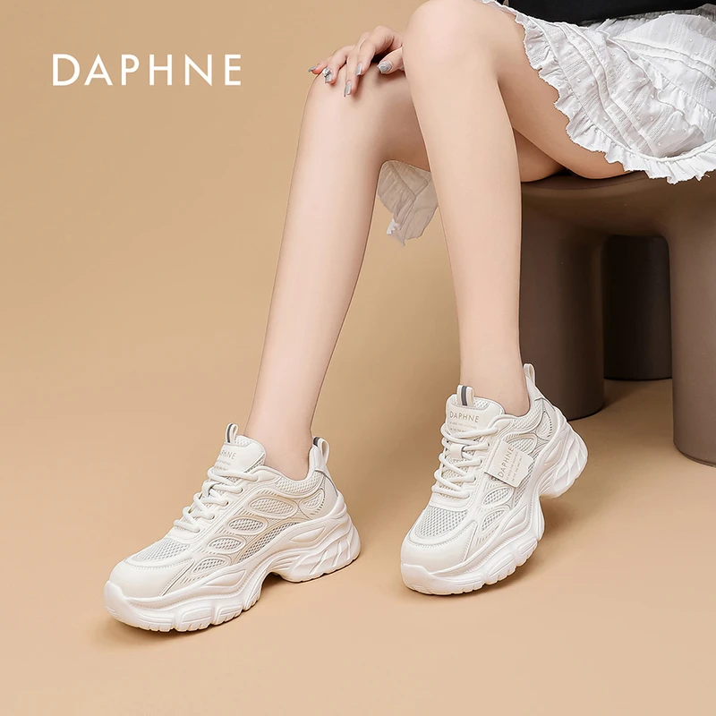 Daphne/达芙妮老爹鞋女2025夏季新款网面百搭厚底增高休闲运动鞋