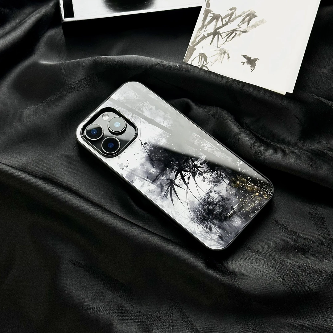 《雨墨竹音》新中式适用于16promax苹果手机壳15promax高级感手机壳