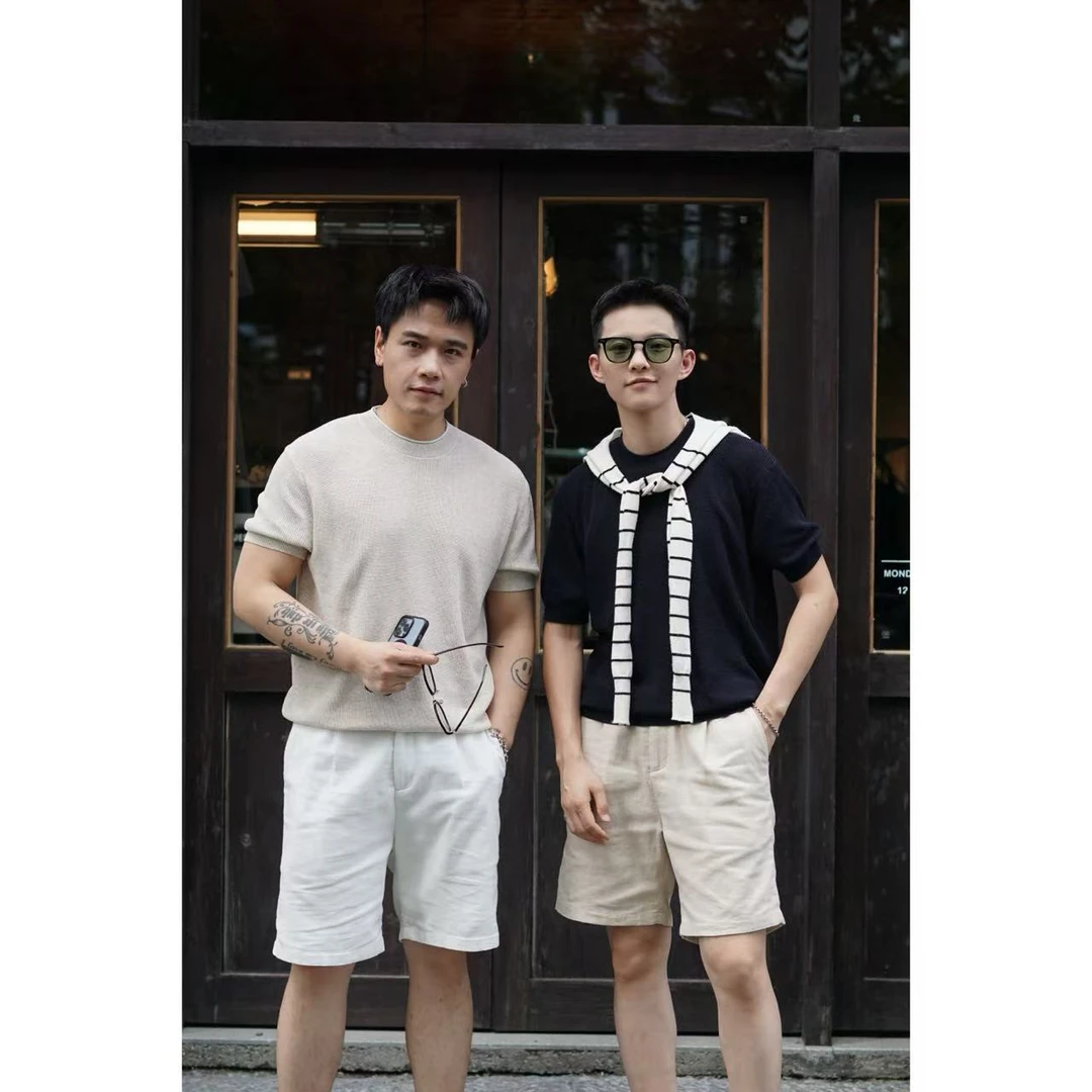 和一合集 夏季新贵老钱风松弛亚麻混纺透气短袖圆领百搭T恤针织衫