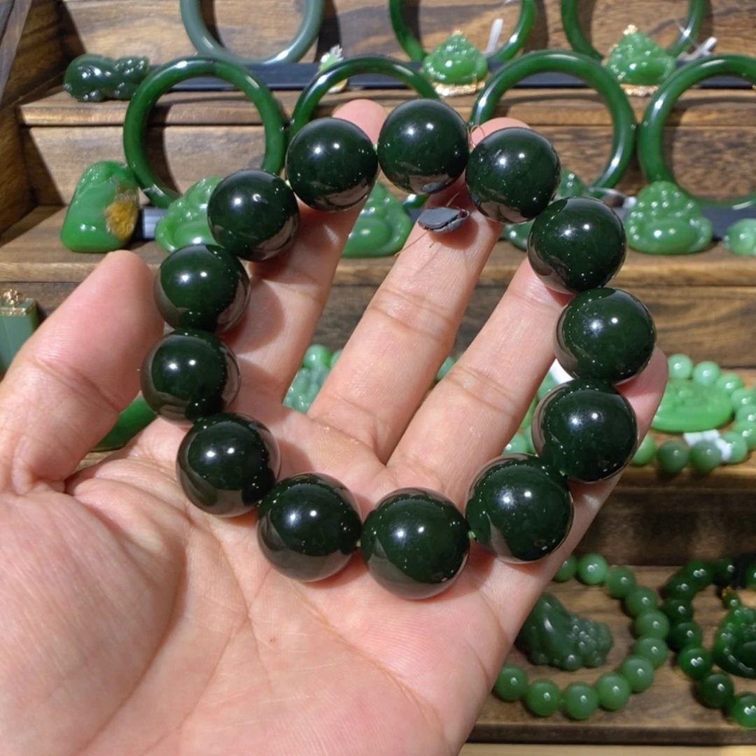 【闪购商品】和田玉未镶嵌吊坠(不含链)阿富汗黑碧玉手串18