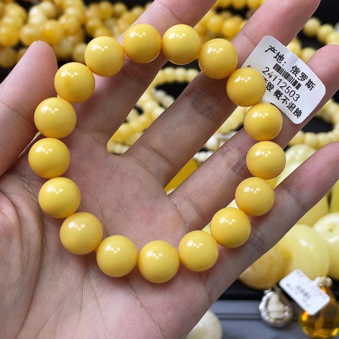 蜜蜡未镶嵌珠宝奇石妙*间11+mm浓蜡鸡油黄 微瑕