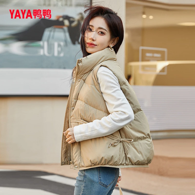 鸭鸭羽绒马甲女冬季新款时尚百搭纯色90白鸭绒羽绒服马夹短款外套