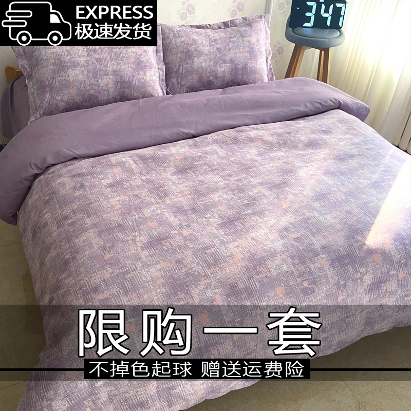 新品床上四件套床单被套100家纺床品4件套双人学生宿舍简约三件套