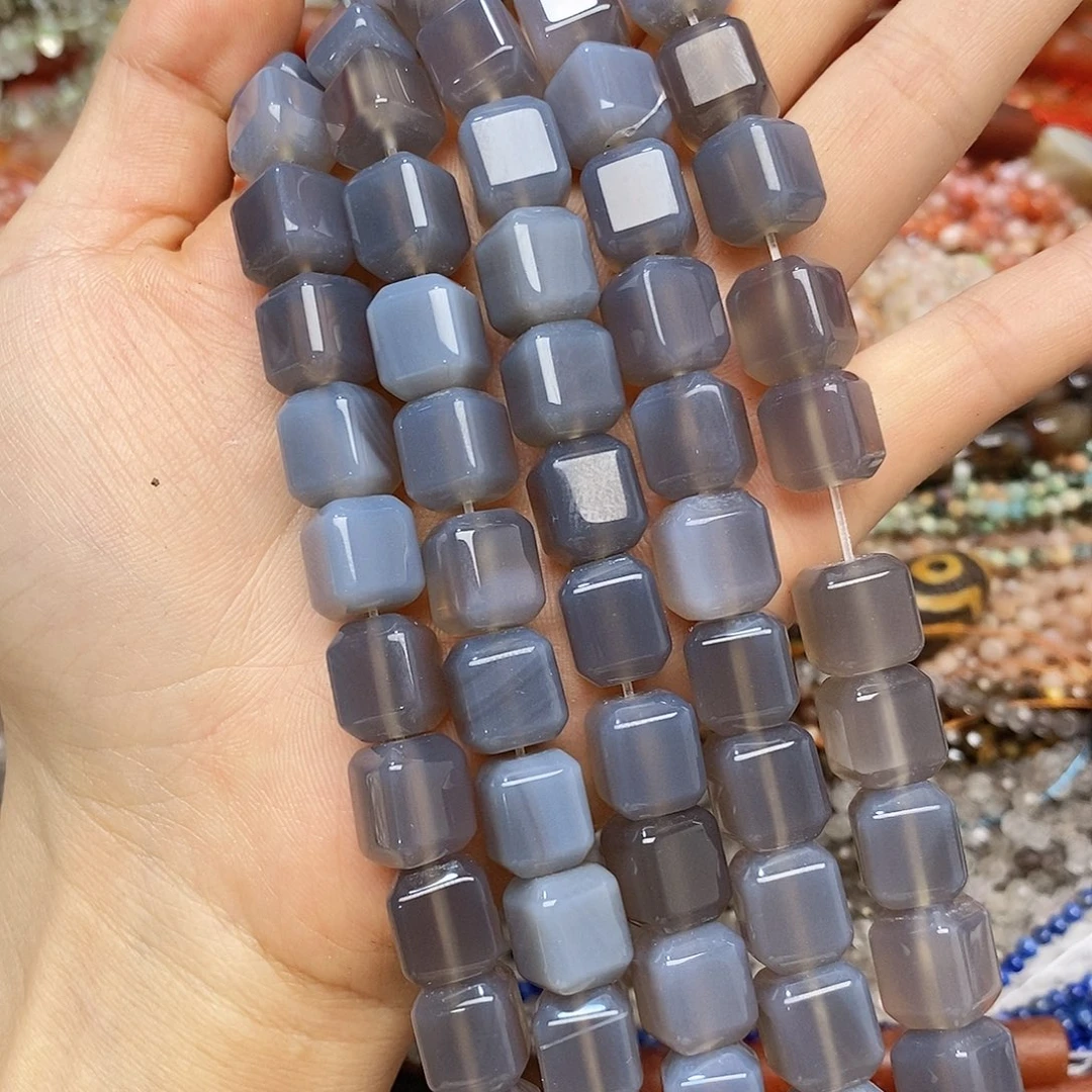 未镶嵌玛瑙/玉髓珠宝半成品灰玛瑙一条装