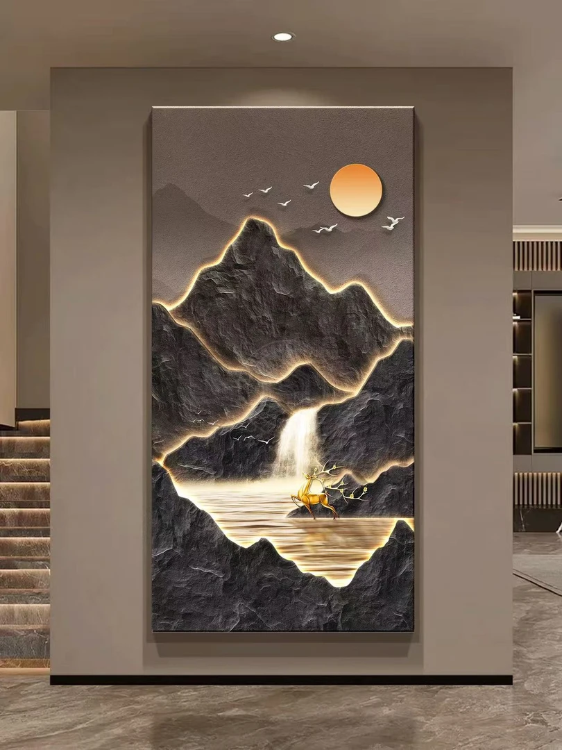 【千山聚宝盆】手工砂岩装饰画肌理感玄关装饰画抽象装饰画轻奢