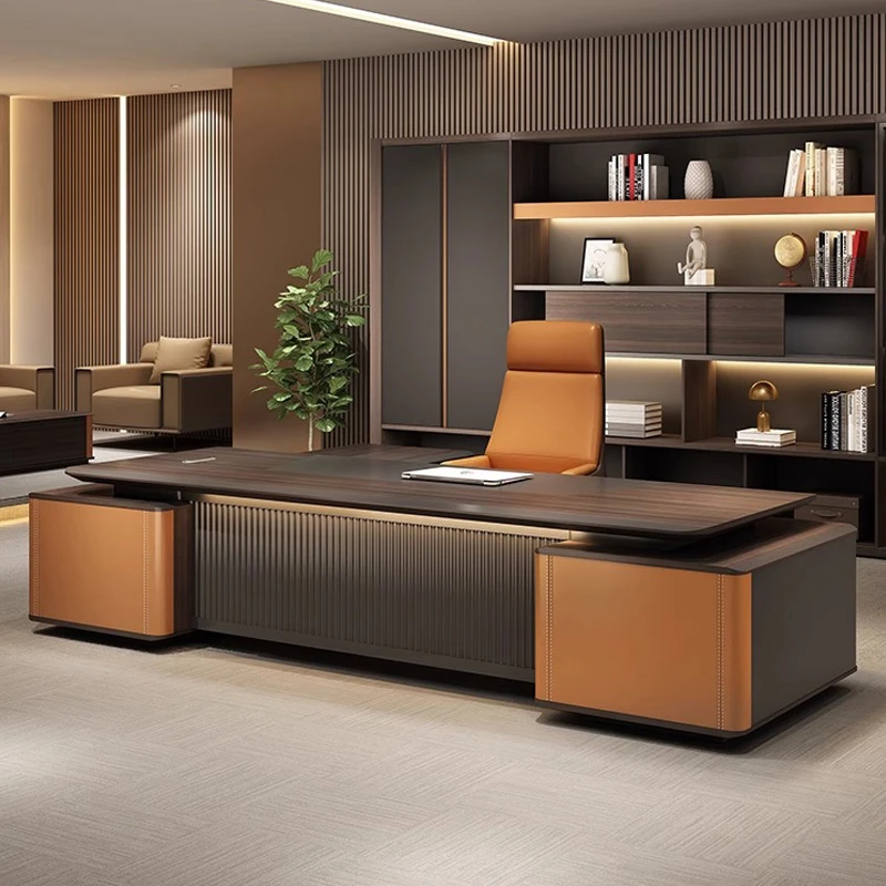 恒胜高档办公桌老板桌轻奢总裁大班台董事长总经理办公室桌椅组合