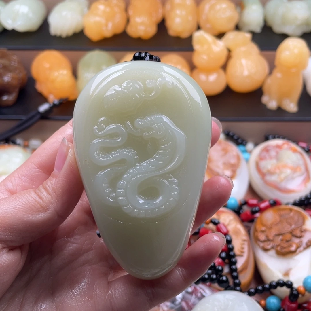 ****石材天然古青石手把件