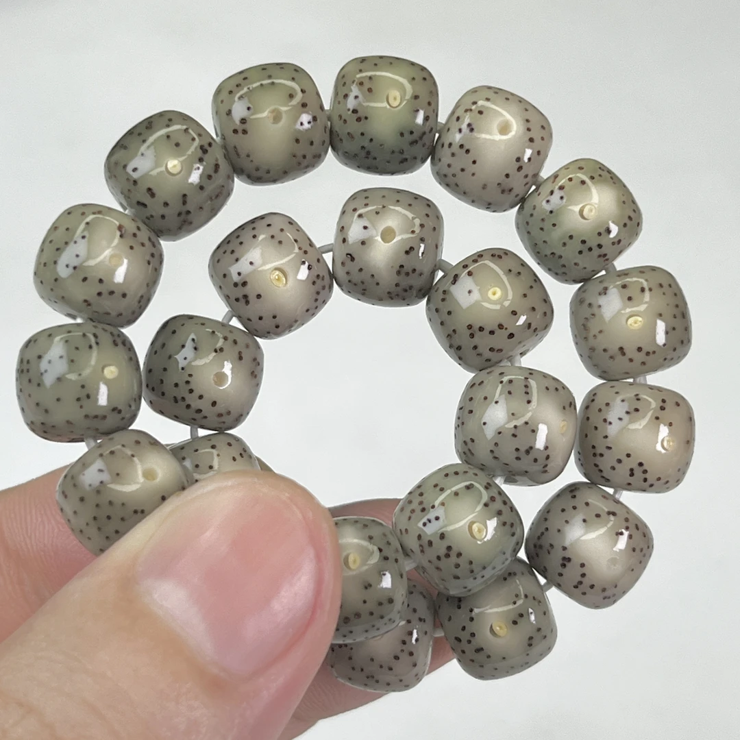 高冰爆透玉料10x9桶珠火龙果星点单圈饰品