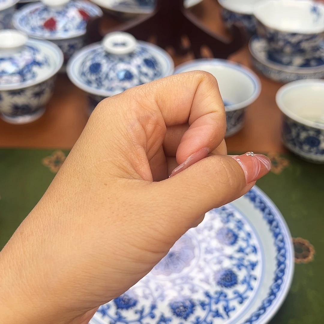 杯乔*国景德镇手绘白菜盖碗