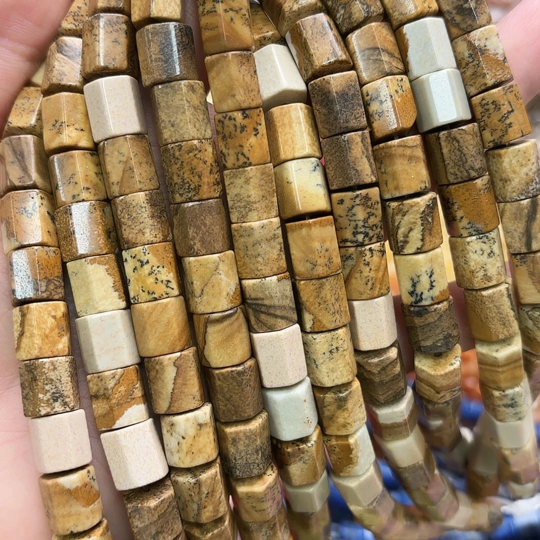 玛瑙/玉髓未镶嵌珠宝半成品卡十图画石柱子一条
