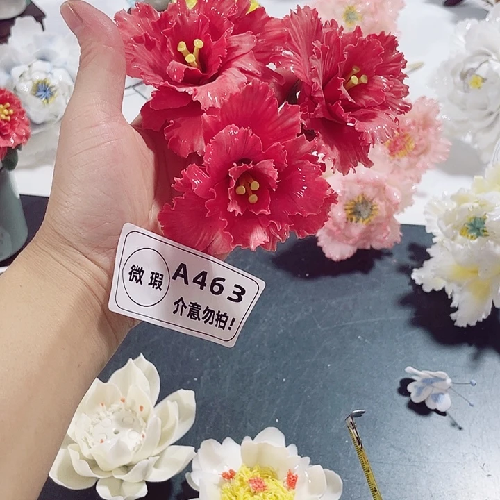 瓷片纯陶瓷手工捏花