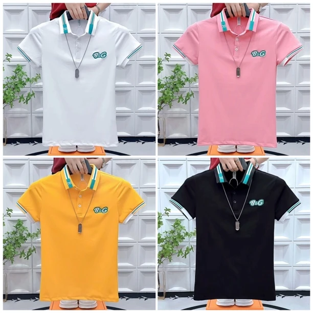 潮流时尚夏季男士新款修身翻领短袖休闲百搭短袖上衣