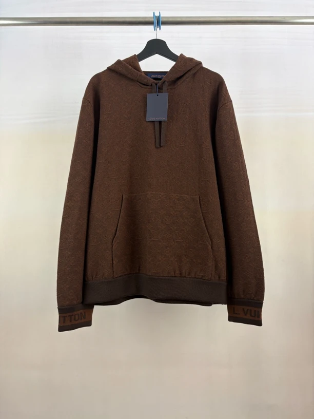 未使用 LouisVuitton/路易威登 棕色暗纹满印帽衫/XL码/M3910