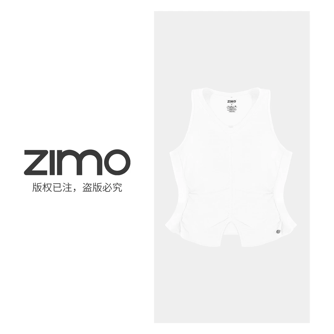 女士V领捏褶文胸珍珠白234-zimo-瑜伽健身瑜伽服健身服YFWX234