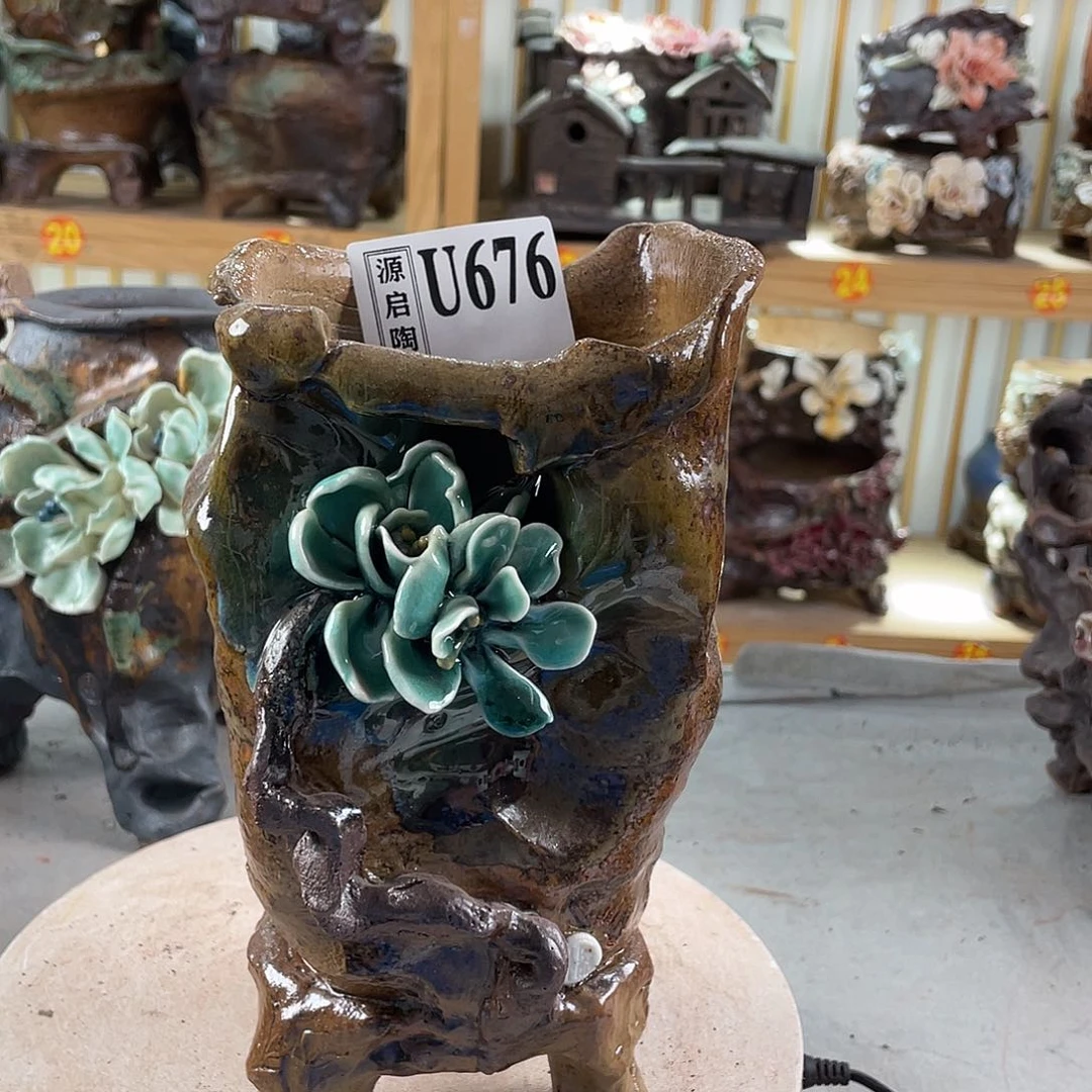 紫砂花盆景德镇陶瓷花盆676