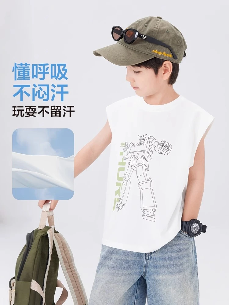 童装男童背心夏季凉感无袖T恤2025新款儿童夏装韩版上衣男孩洋气