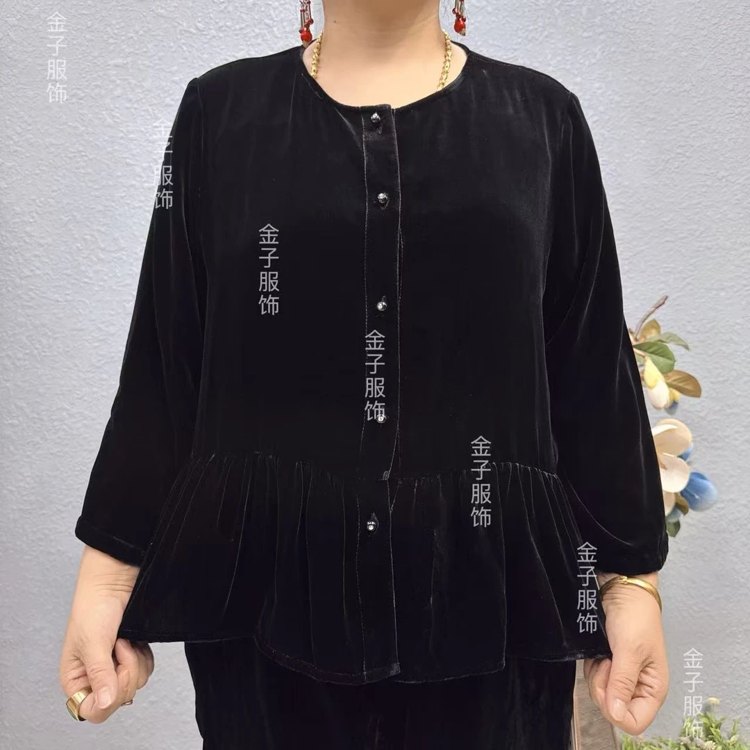 P6-5025款桑蚕丝植绒短衫上衣