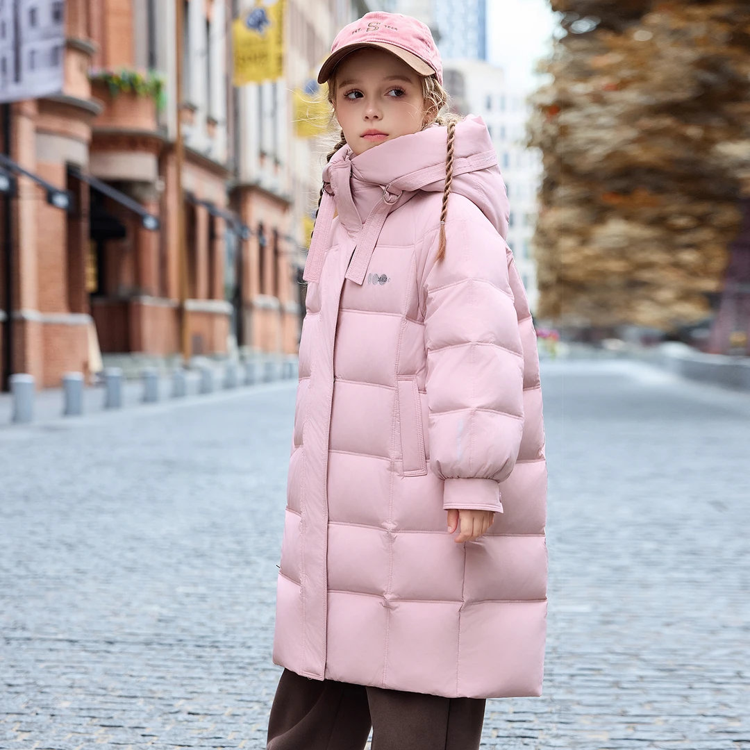 时尚儿童女童羽绒服2025冬季男孩加厚防寒保暖中大童装连帽外套