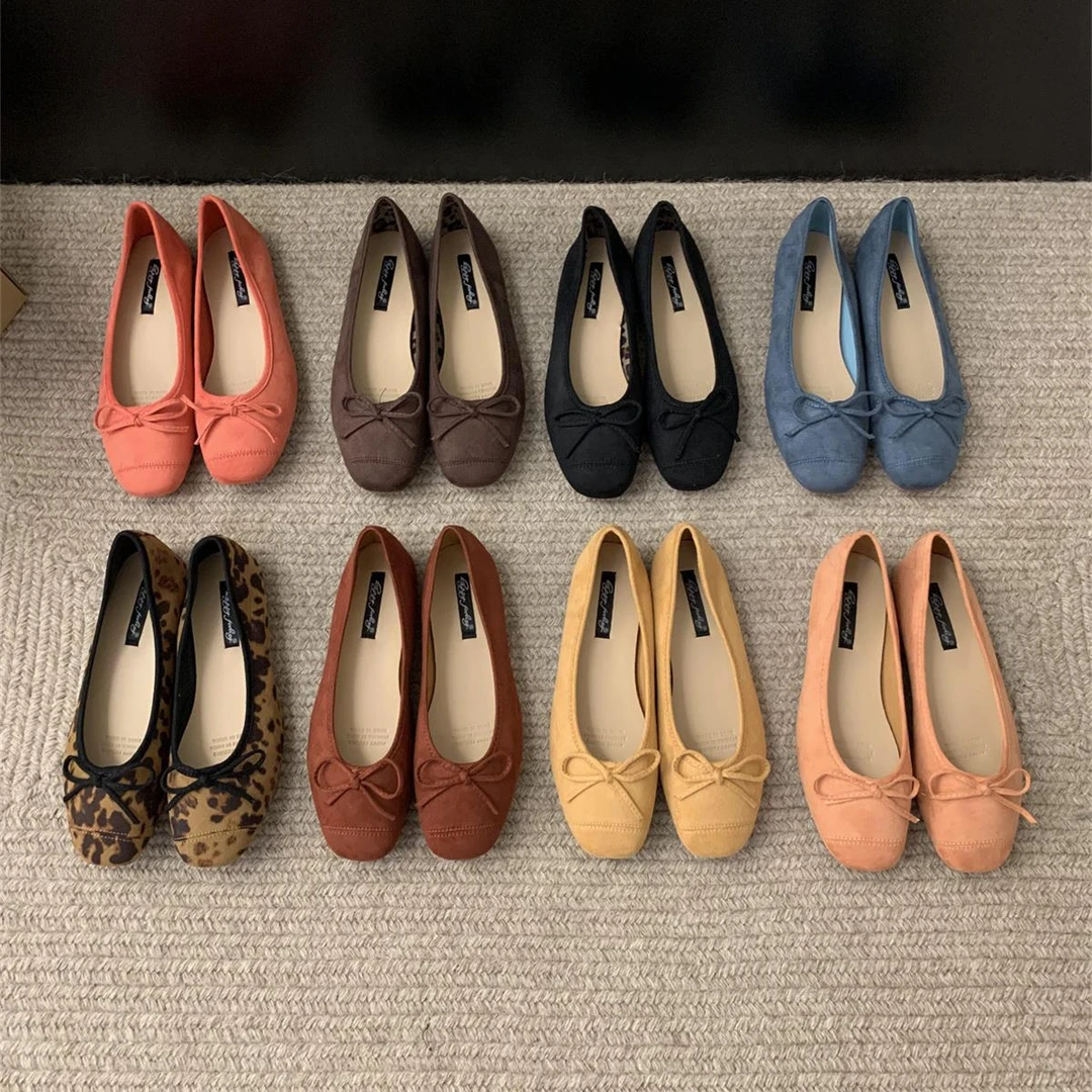 晚晚风圆头浅口平底单鞋女夏年新款低跟软底通勤仙女豆豆鞋子