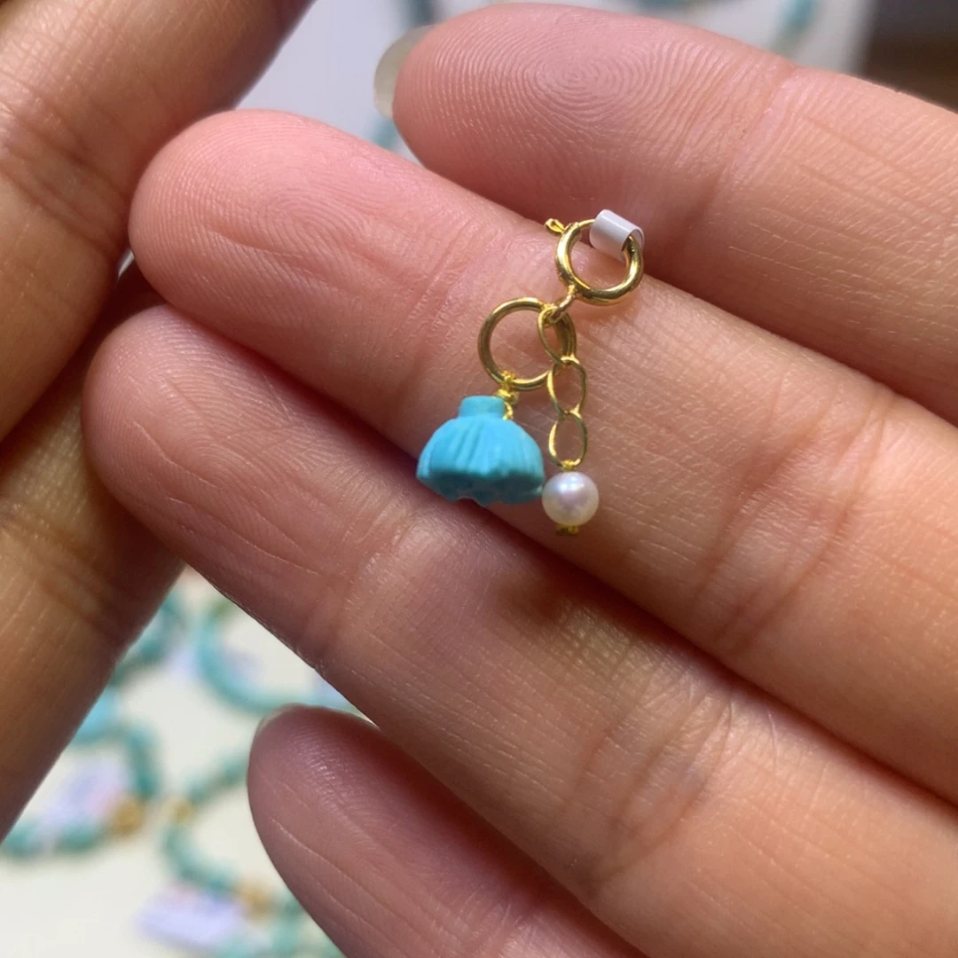 绿松石银S925镀金镶嵌挂件