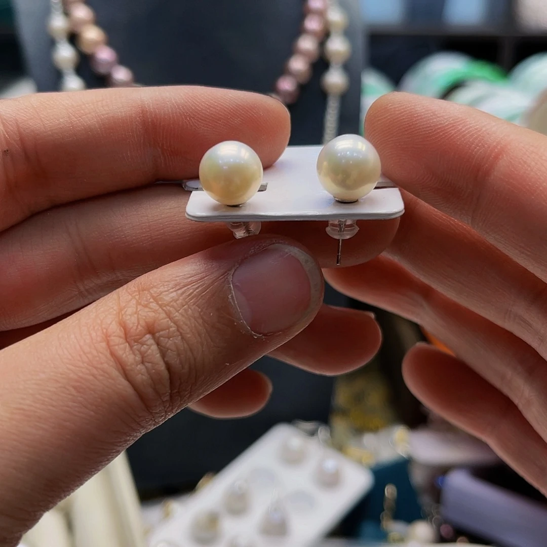 淡水珍珠耳饰银S925镶嵌