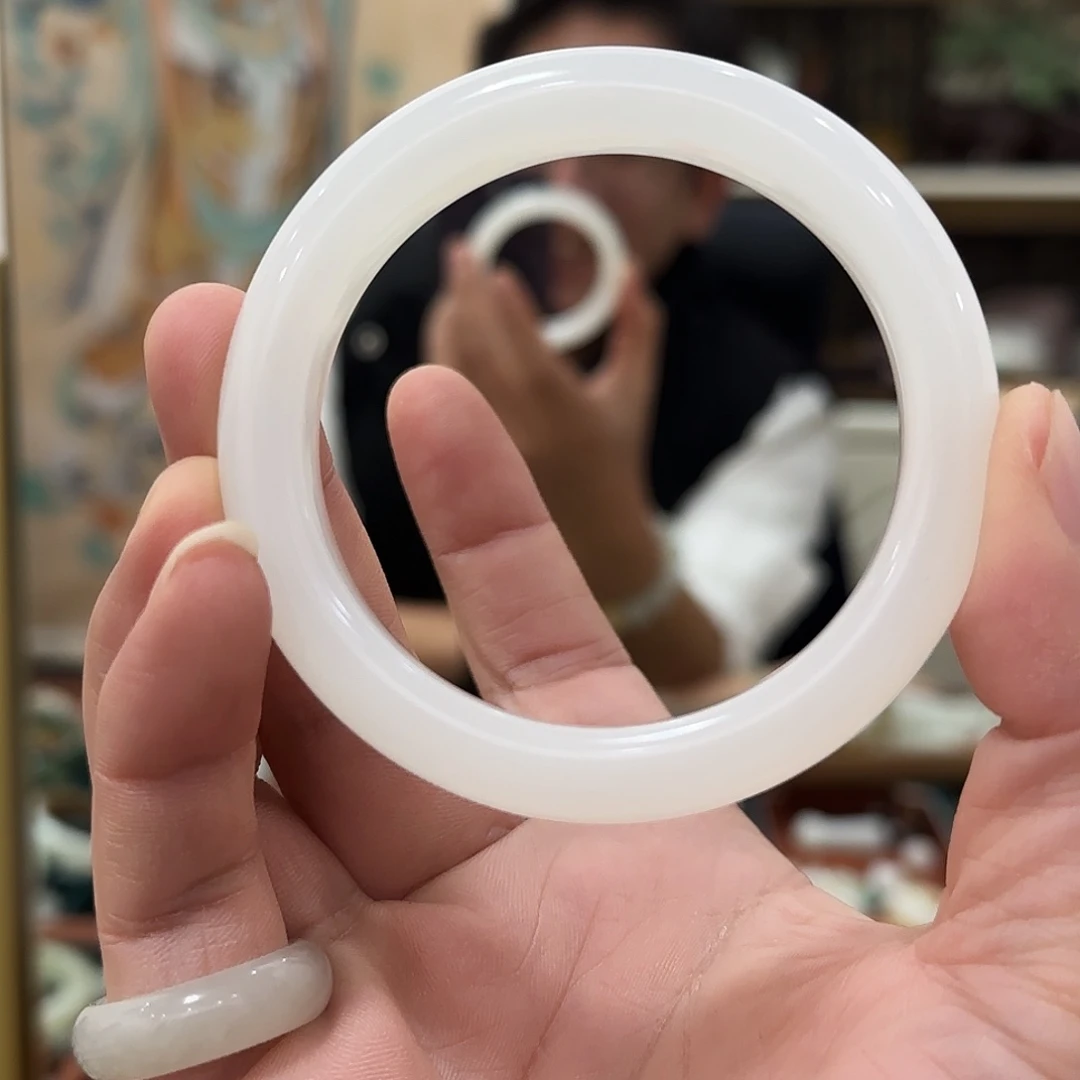 和田玉未镶嵌手镯青海高冰润白