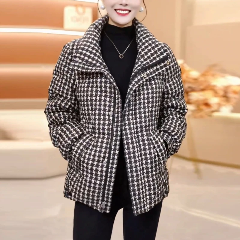 白鸭绒短款羽绒服女2025新款冬季轻薄内胆小个子女士收腰加厚外套