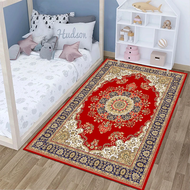 红波斯客厅针织卧室隔凉防潮裁剪防滑吸水大地毯100X200厘米欧式