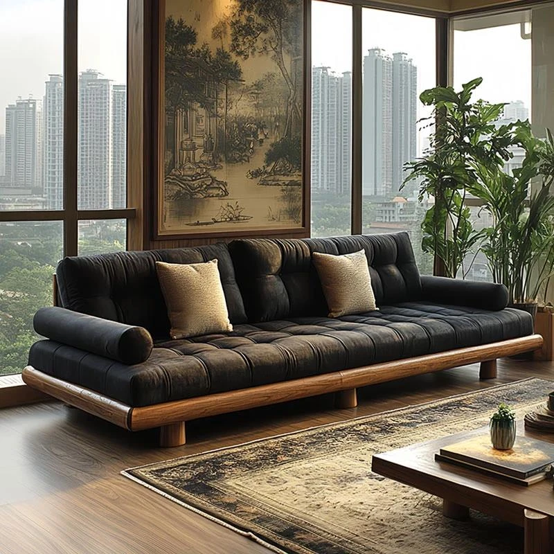 新中式实木沙发客厅2025新款高端北美黑胡桃木三人位沙发小户型
