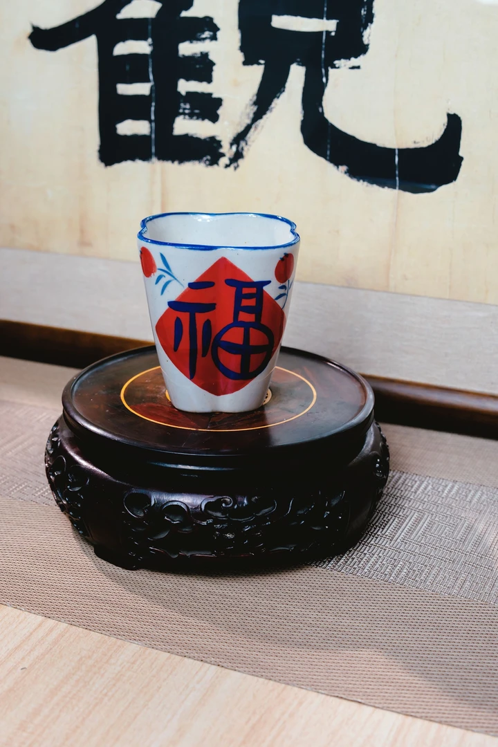 复古中式手绘福字陶瓷可乐杯创意茶杯手工家用