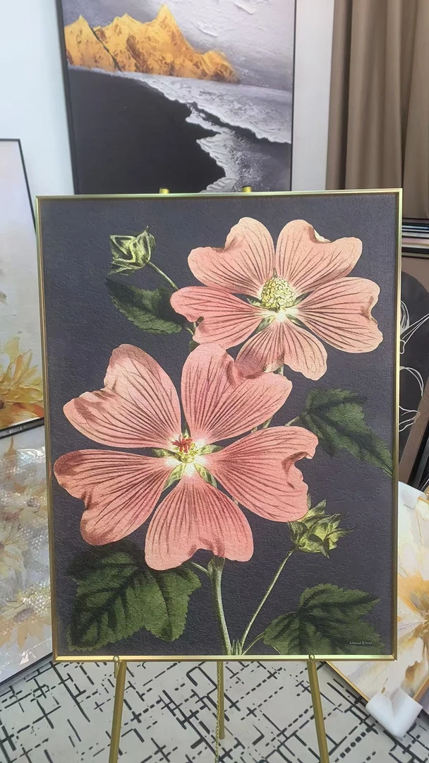 【富贵花】客厅玄关背景墙砂岩肌理画60*80