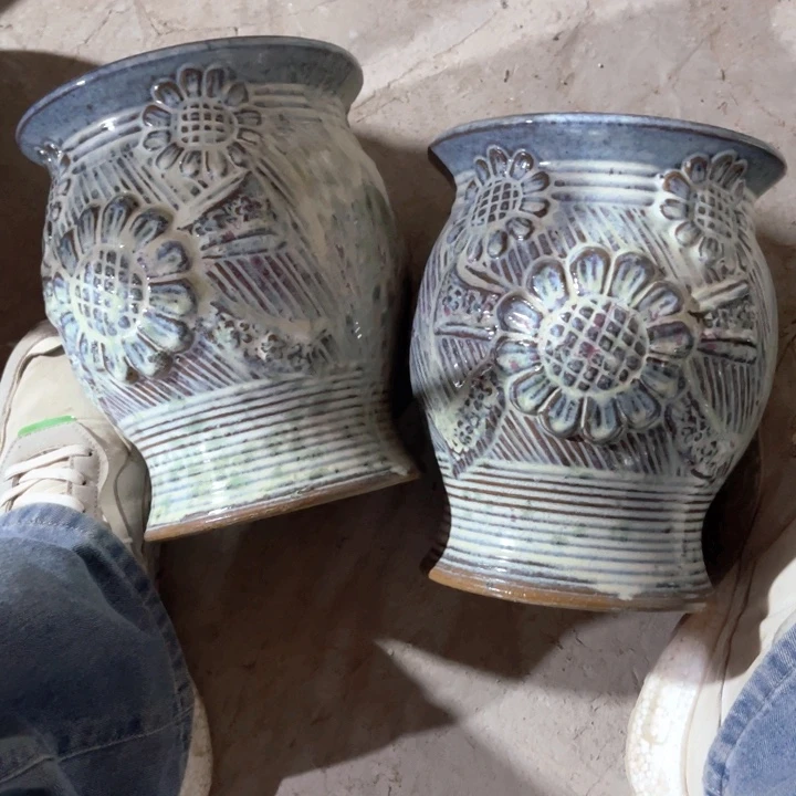紫砂花盆口径18高度22两只正品