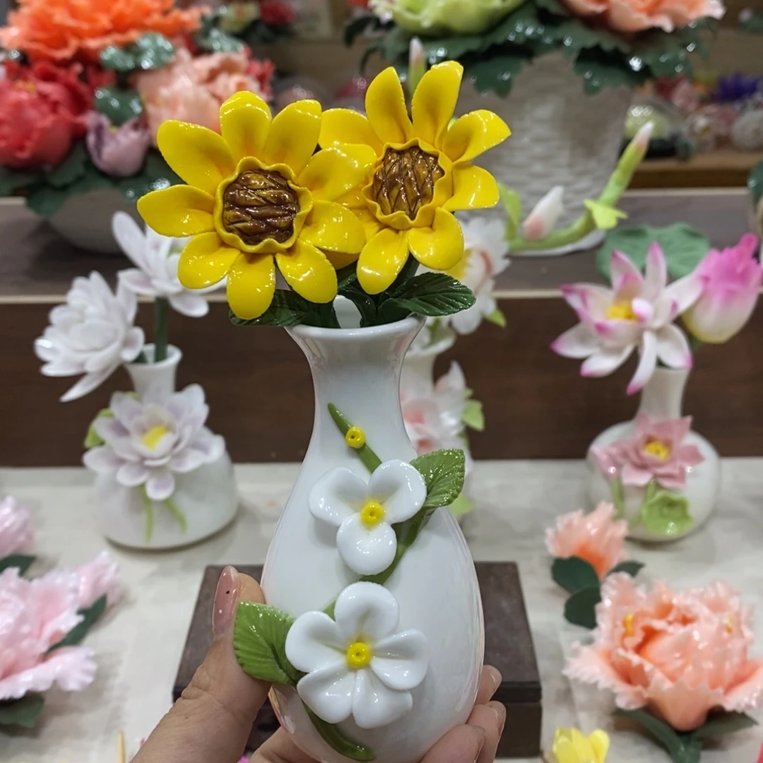 瓷片陶瓷手工花摆件