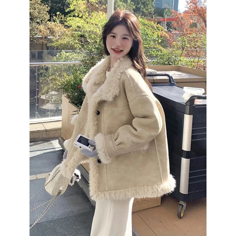 WL冬款上新中长款百搭加厚韩版ins潮保暖机车服外套皮毛一体