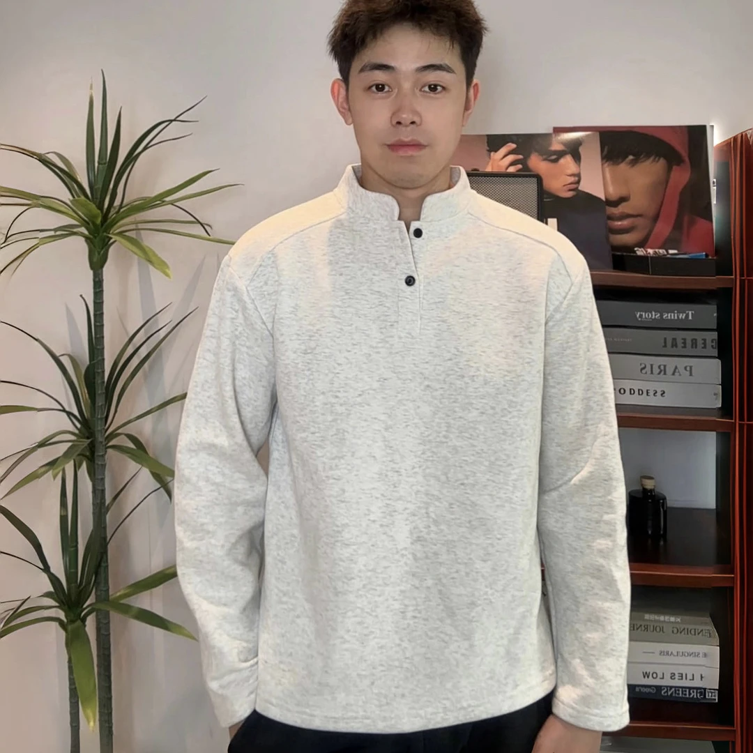 【亨利领卫衣】正肩合身抗皱套头圆领卫衣外套内搭秋冬长袖宽松翻领