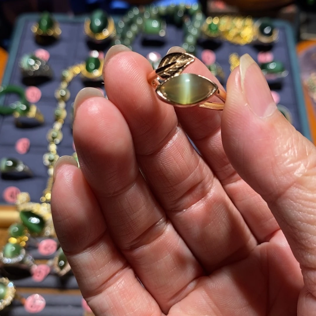 和田玉（碧玉）戒指银S925镶嵌卷*羊