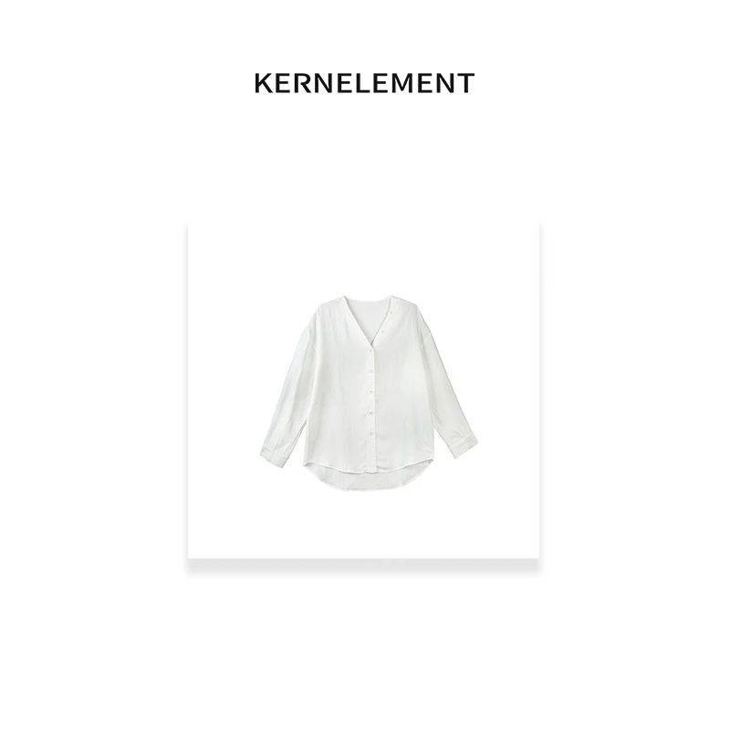 DA.KE 【白百合】莱赛尔亚麻v领设计高级感衬衫QW105