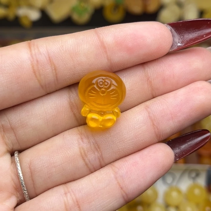 蜜蜡未镶嵌珠宝奇石满蜜橘皮叮当猫配饰