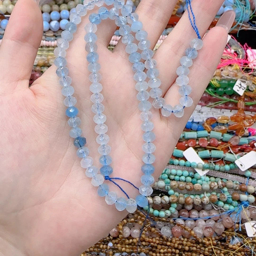 玛瑙/玉髓未镶嵌珠宝半成品海蓝宝切面一条卡6