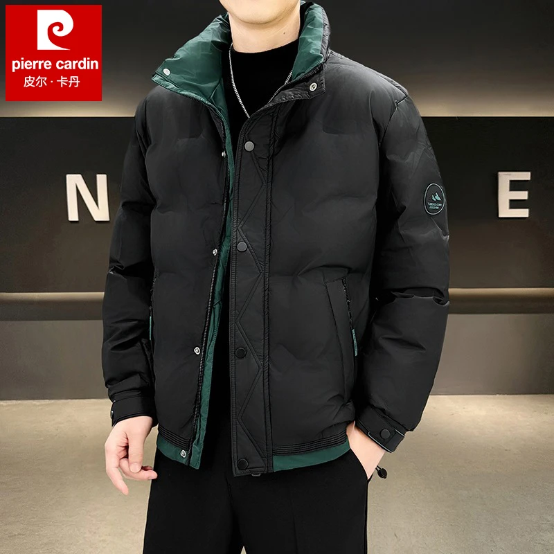 皮尔卡丹白鸭绒羽绒服男士白鸭绒时尚休闲潮流立领韩版帅气外套男